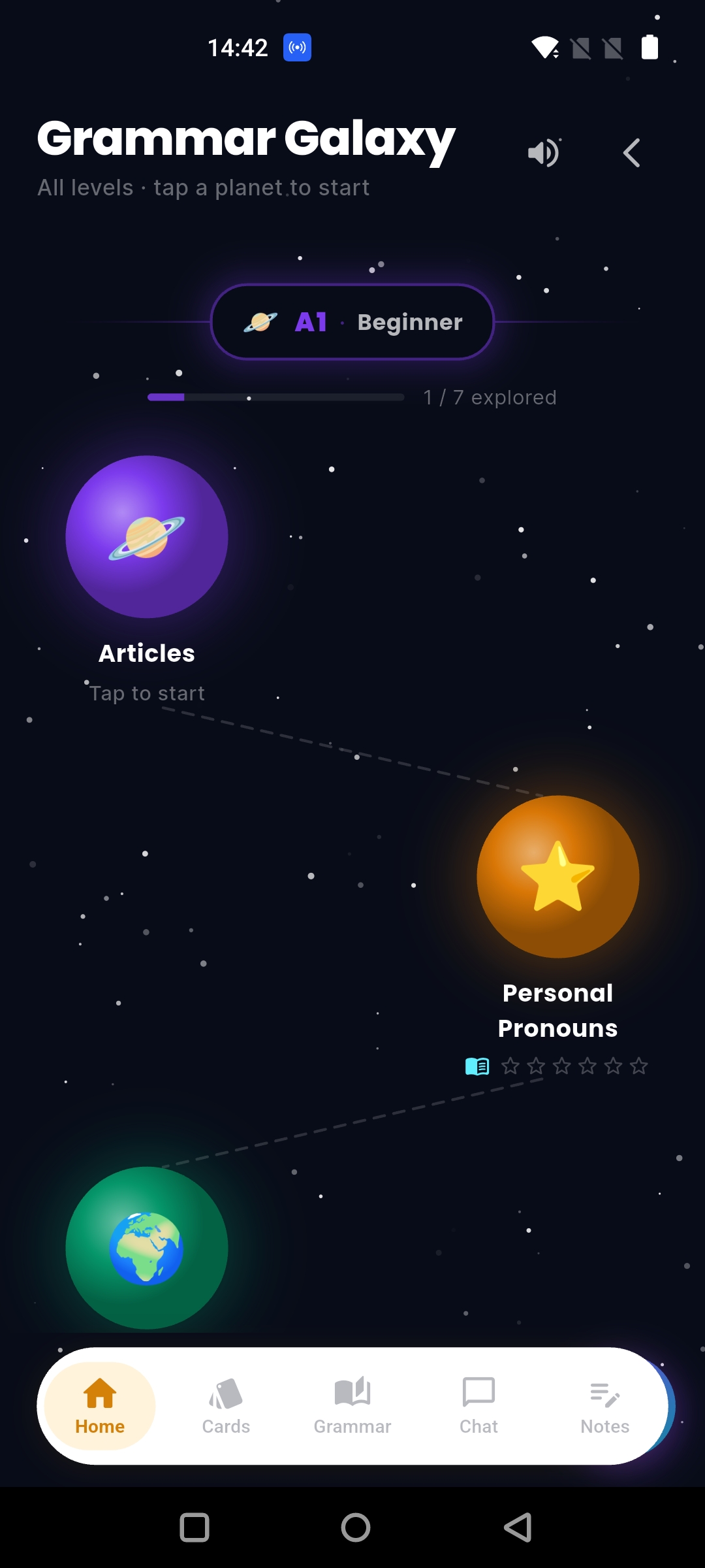 Grammar Galaxy screen