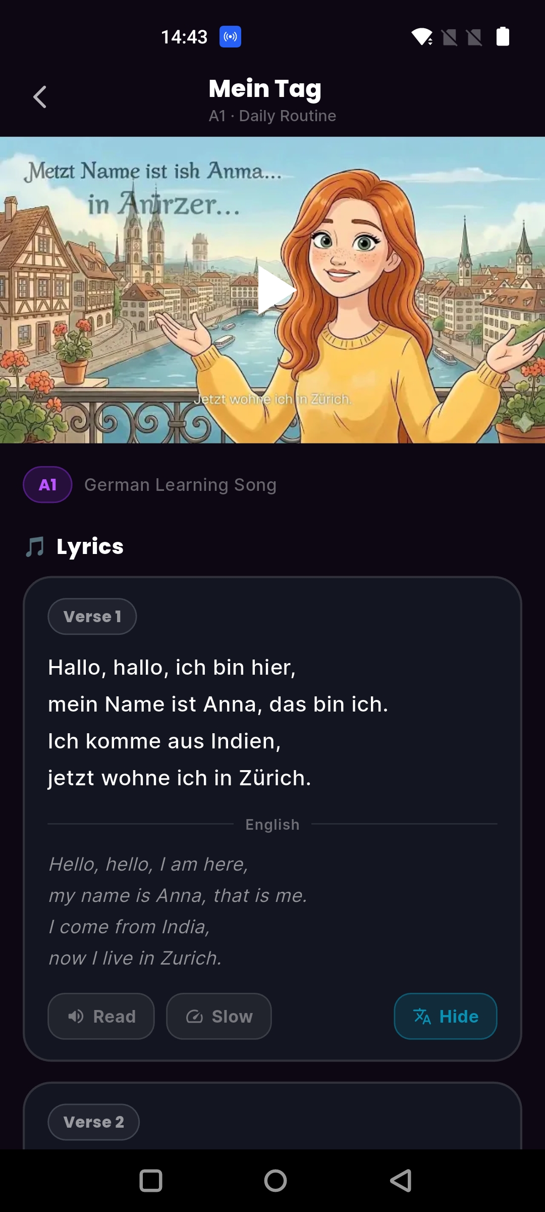 GermanDeck Learn with Music screen